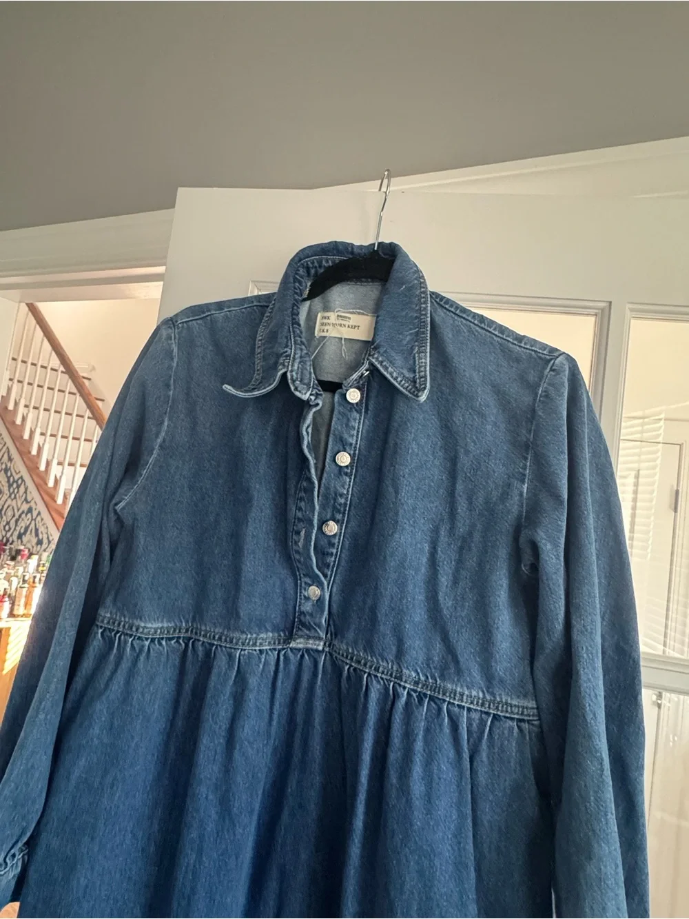Anthropologie Seen Worn Kept Long-Sleeve Denim Midi Dress - Picture 4 of 9